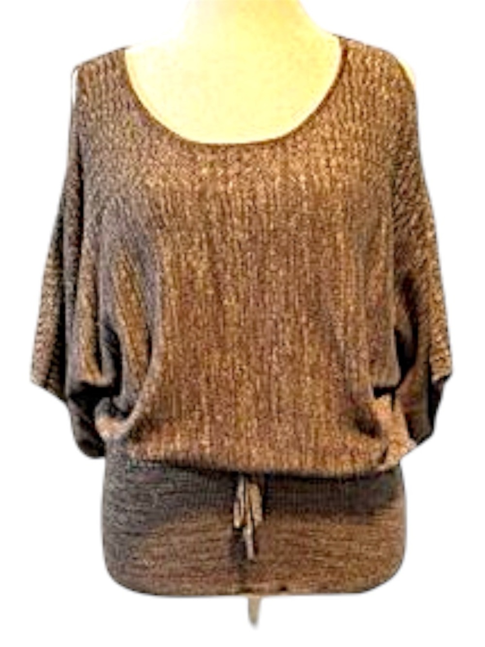 𝐑𝐎𝐙 & 𝐀𝐋𝐈 | GOLD METALLIC CUT OUT SLEEVE BLOUSE TOP